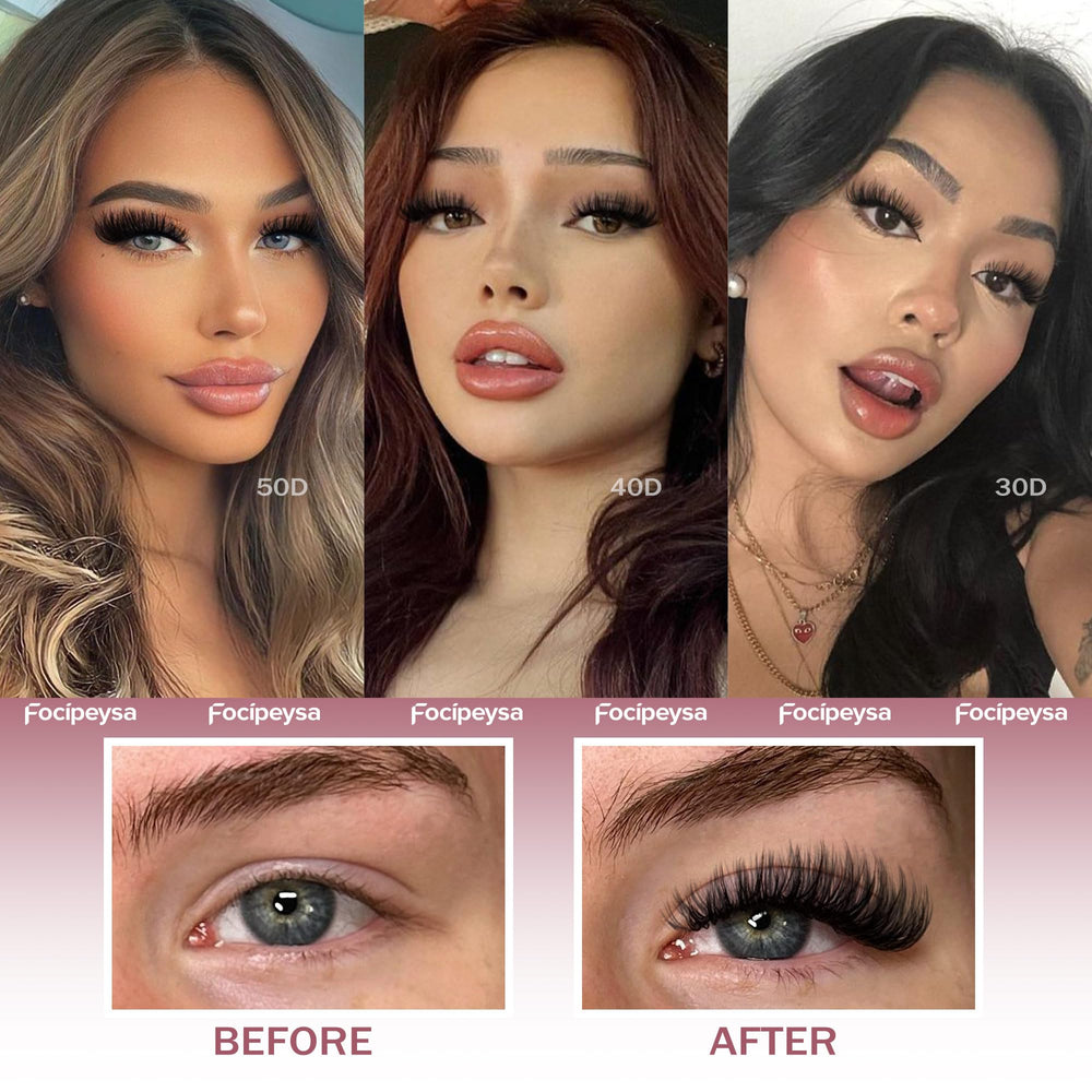 Focipeysa natural-looking wispy clusters enhance eye dimension.