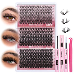 Focipeysa wispy lash clusters 360pcs pack for easy home DIY.