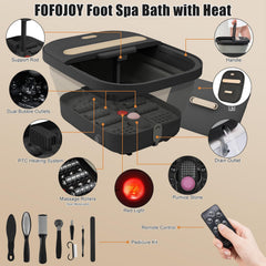 FOFOJÔY Foot Spa with heat and bubble jets delivers soothing warmth during use.