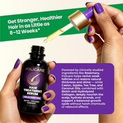 FOLICARE bottle communicates salon-strength results at home.
