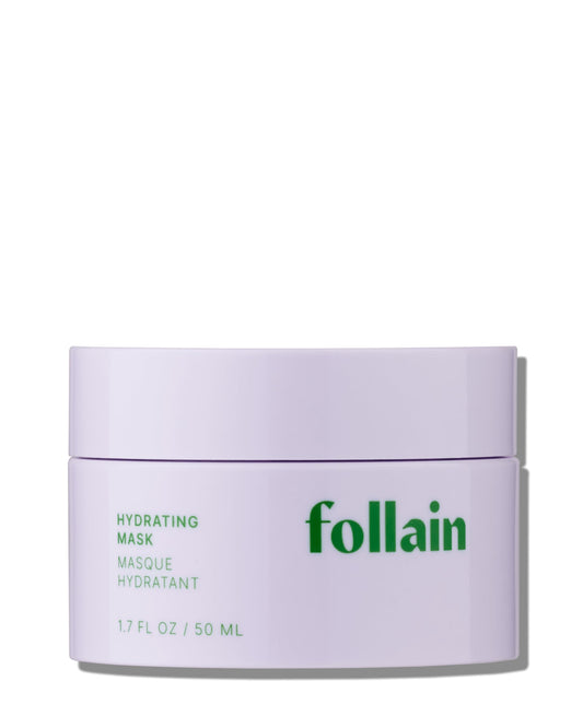 Follain Hyaluronic Acid + Bakuchiol Mask jar close-up showing hydrating, plumping cream.