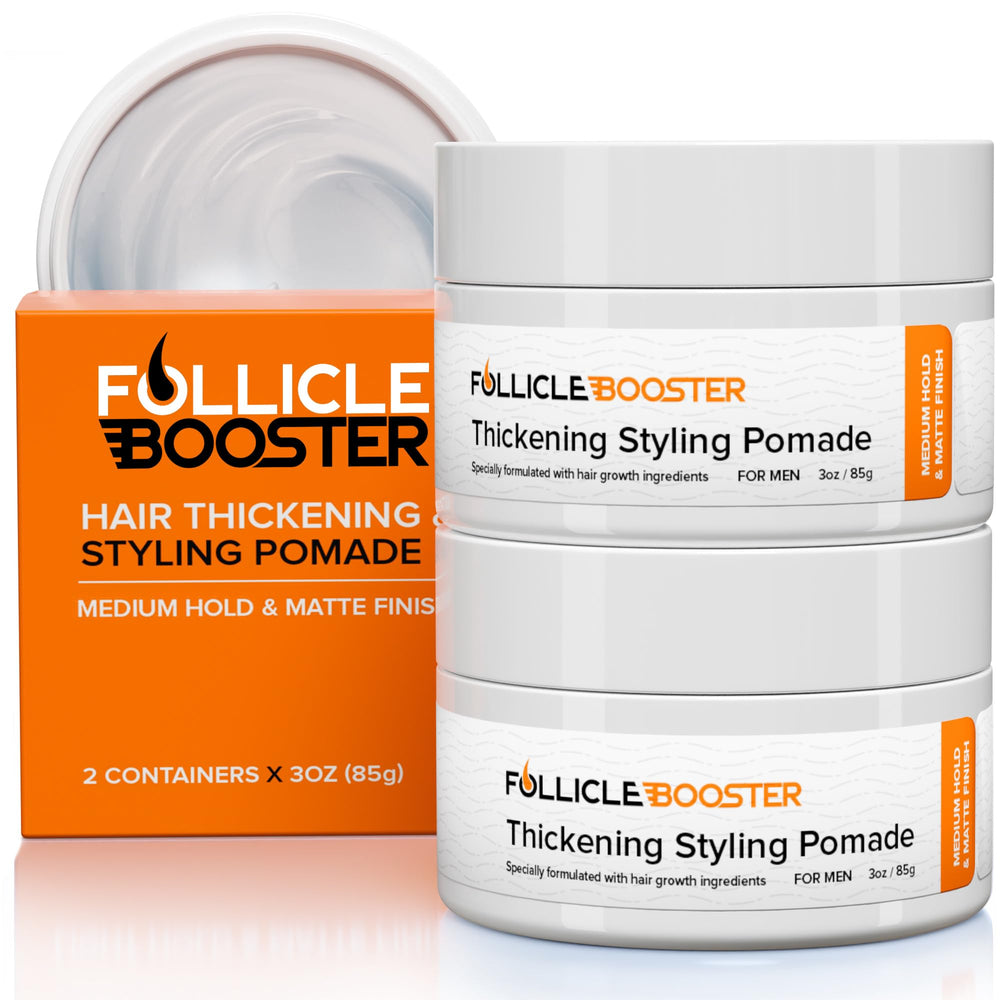 FOLLICLE BOOSTER 2-pack packshot highlighting natural ingredients for fuller look