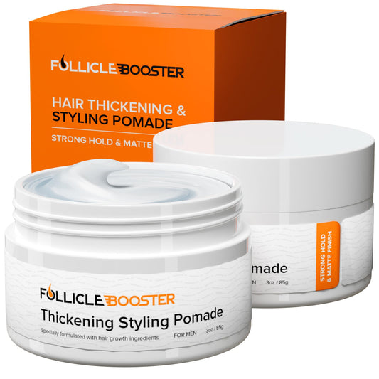 FOLLICLE BOOSTER thickening pomade two-pack for durable hold and easy styling.