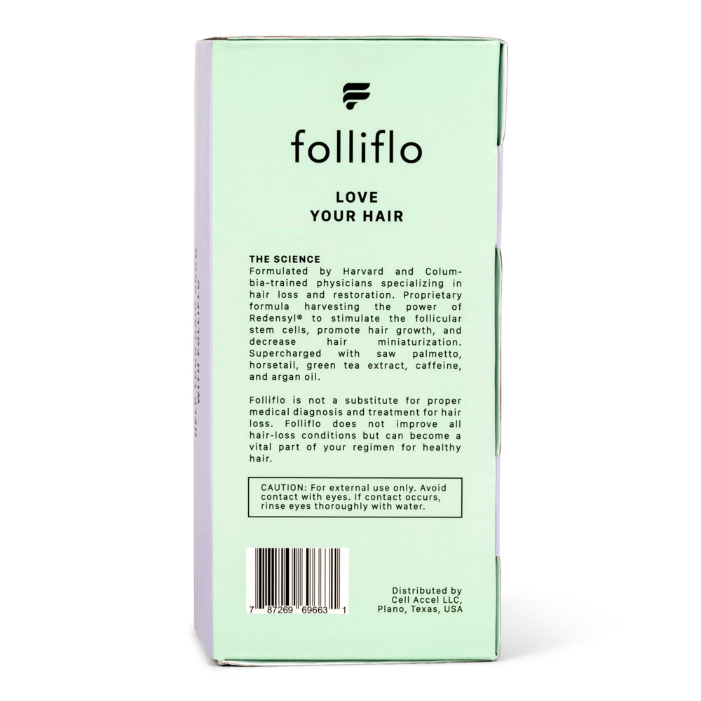 Folliflo conditioner texture image highlighting softness and shine benefits.