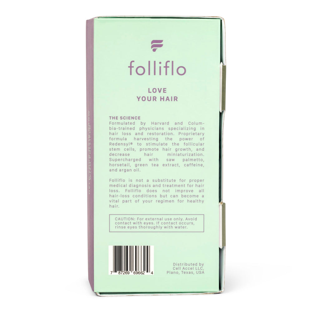 Folliflo packaging box on shelf, ready for daily routine.