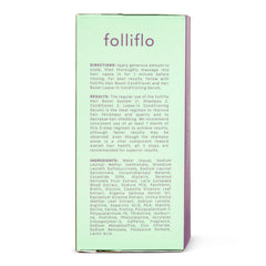 Creamy texture swirl of Folliflo shampoo suggests cosmetic conditioning for softness.