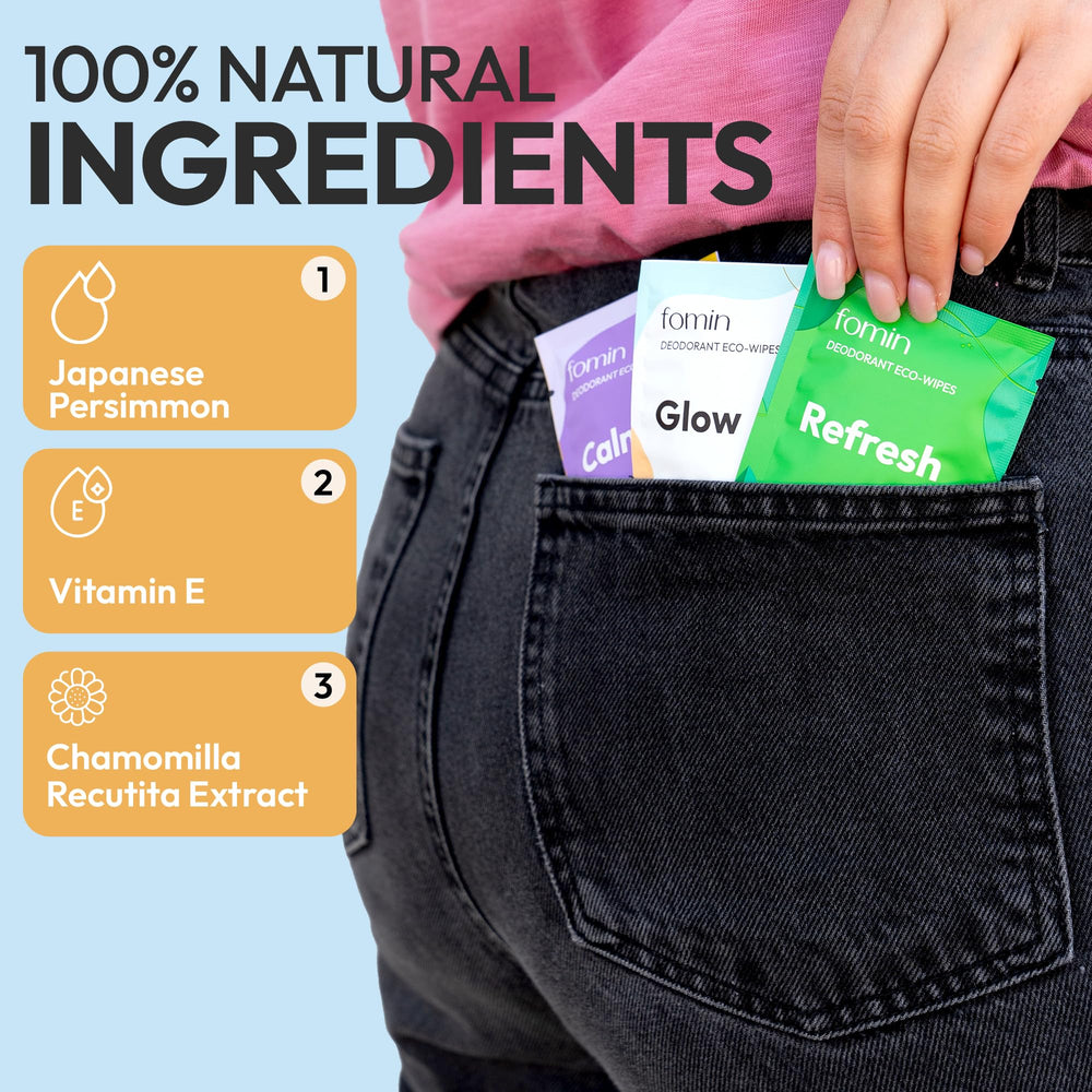 FOMIN Biodegradable packaging highlighting sustainability for wipes.