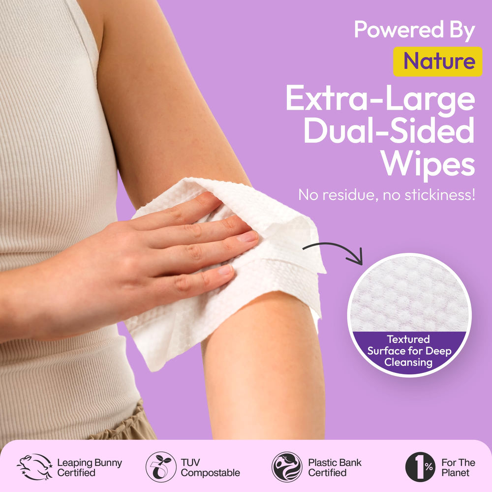 Individually wrapped sachets of FOMIN travel wipes for mess-free portability.