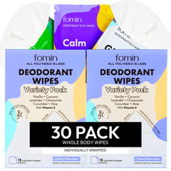 FOMIN Travel Deodorant Wipes pack front view for portable freshness on the go.