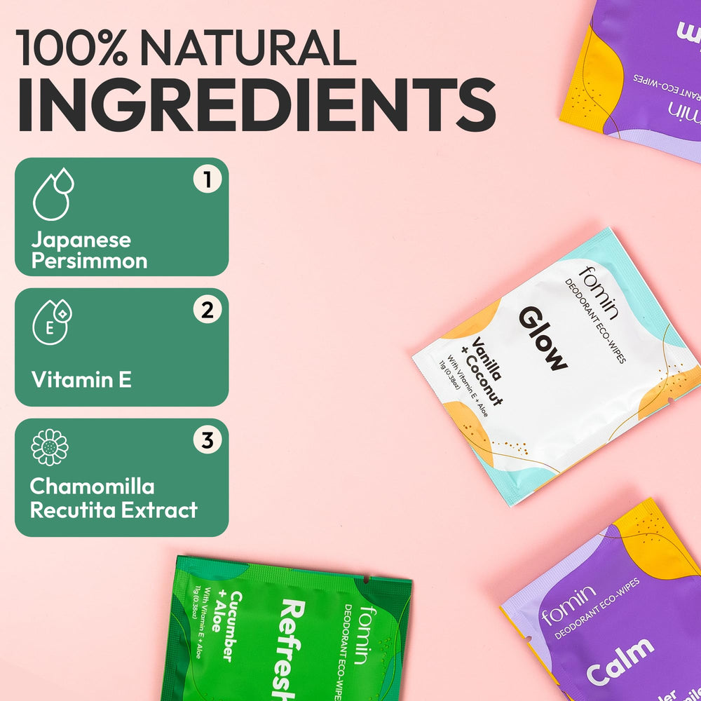 FOMIN variety pack displaying five scents for daily routine options.