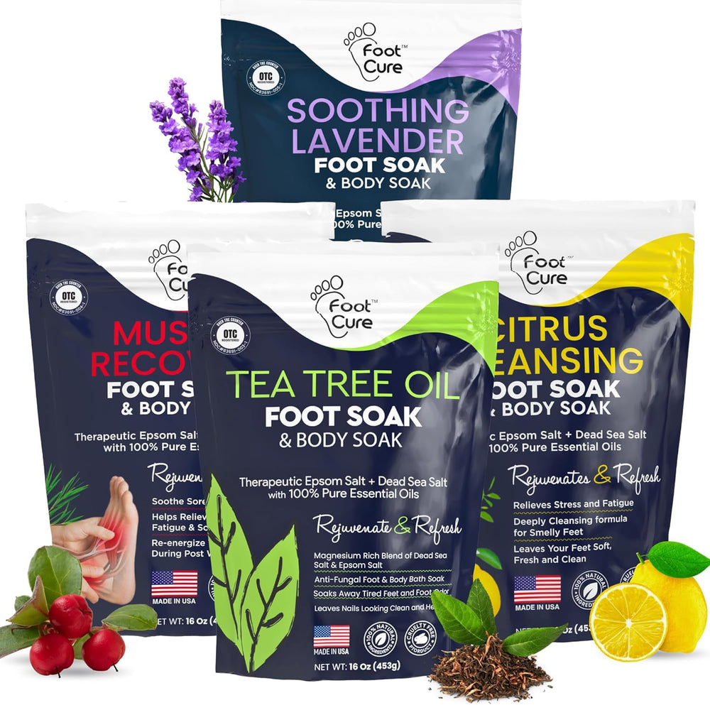 FOOT CURE premium epsom-tea-tree soak bath refreshes tired feet