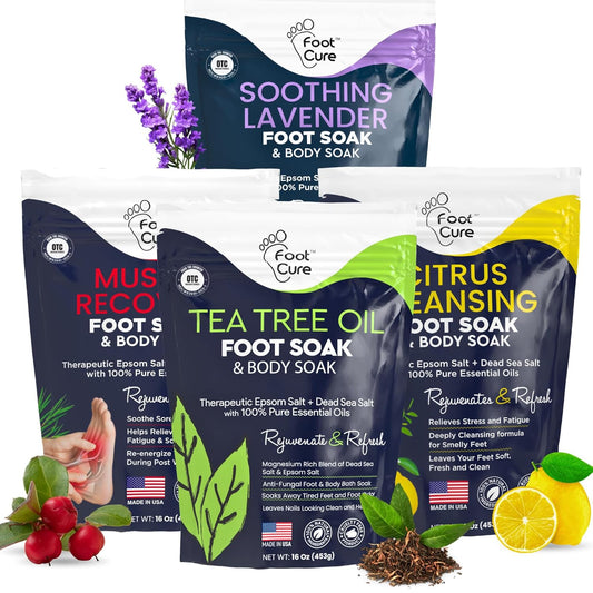 FOOT CURE premium epsom-tea-tree soak bath refreshes tired feet