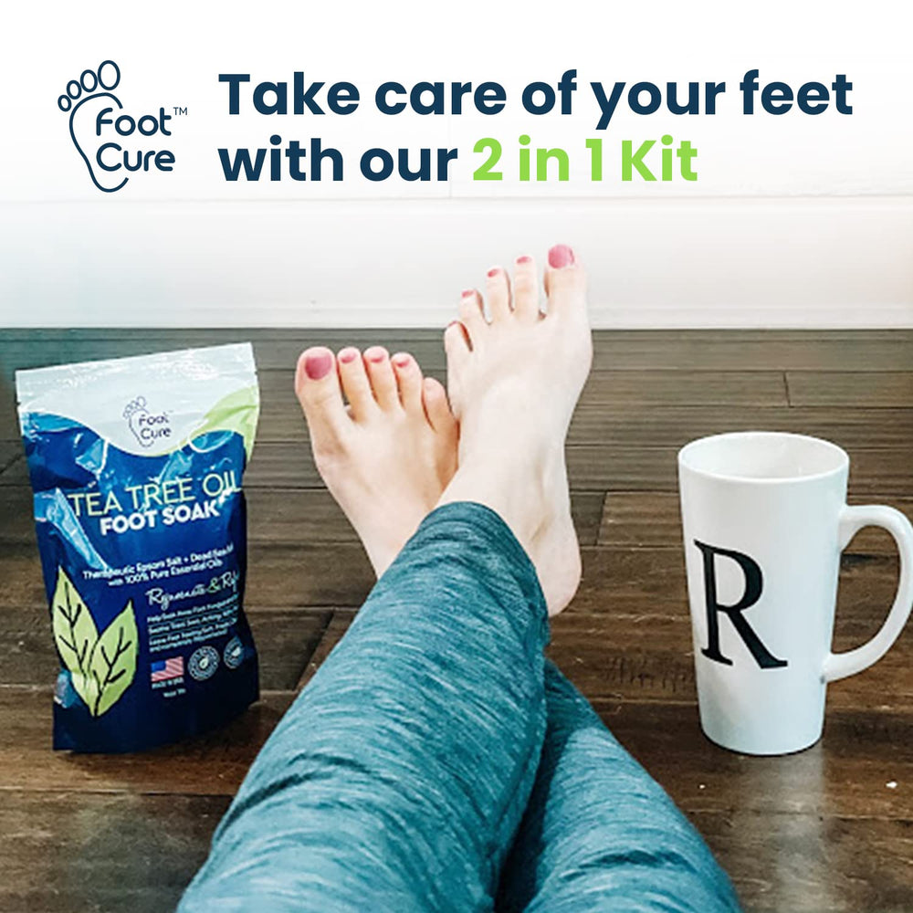 Foot Cure Tea Tree Oil Blend enhances foot care routine.