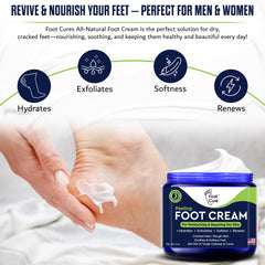 FOOT CURE Tea Tree Oil Foot Cream natural scent enhances relaxation.