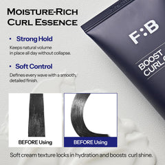 FORBEAUT Boost Curl Cream parting-perm ready hairstyle shows lasting shape.