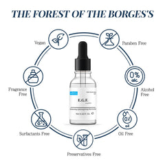 FOREST OF THE BORGES'S EGF serum glow after use hints refreshed skin.