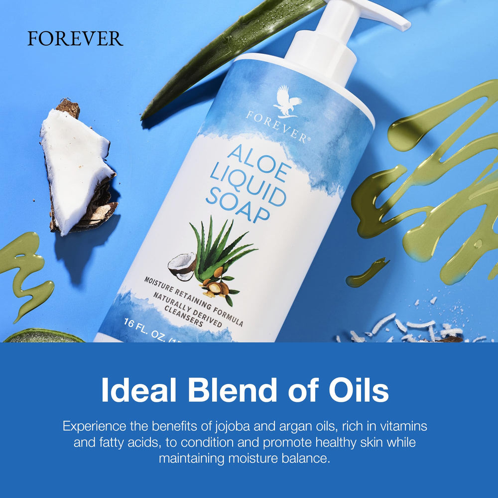 Forever Living Aloe Liquid Soap pack image highlights two 16 oz bottles.