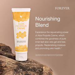 Forever Living Aloe Propolis Creme texture close-up shows creamy moisture.