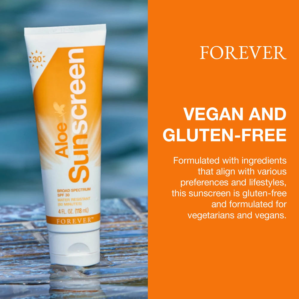 Forever Living Aloe Sunscreen SPF 30 packaging 4 oz travel-ready