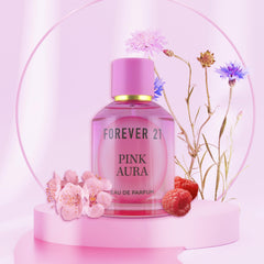 Forever 21 Pink Aura angled bottle emphasizes sleek design.