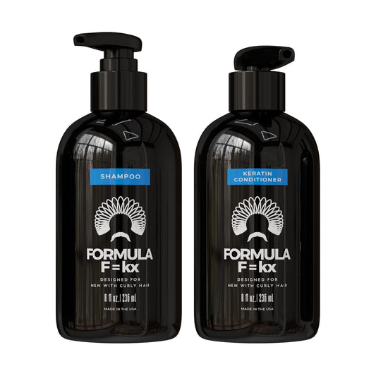 FormulaF=KX curly shampoo bottle with ocean scent for defined curls.