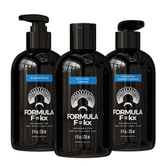 FormulaF=KX hydrating shampoo bottle supports scalp hydration and defined curls.