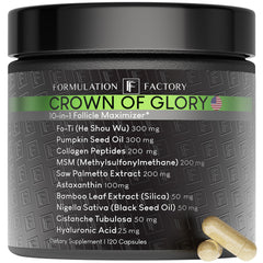 Formulation Factory Crown of Glory bottle close-up for daily hair support