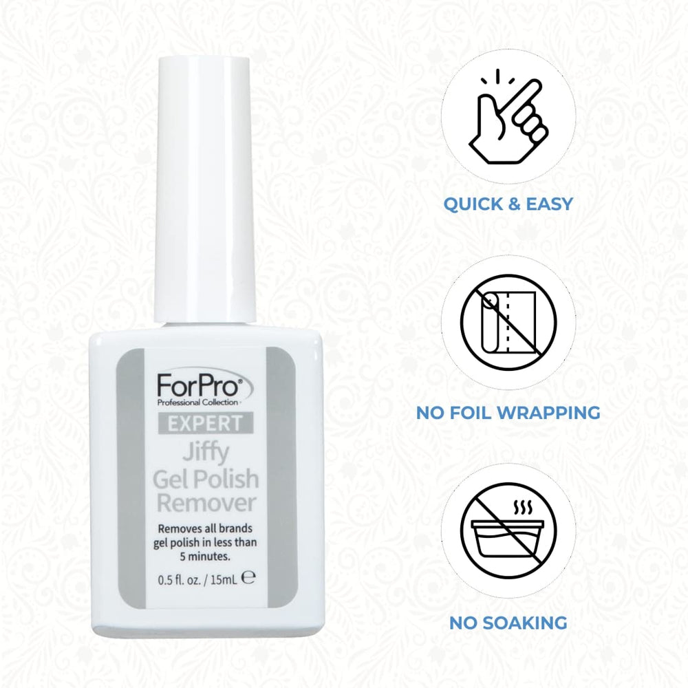 ForPro Expert Jiffy Gel Polish Remover dark glitter polish removal made easier.