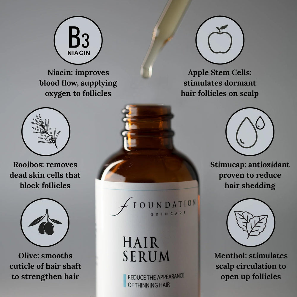 Foundation Skincare hair serum being applied to the scalp for nourishment