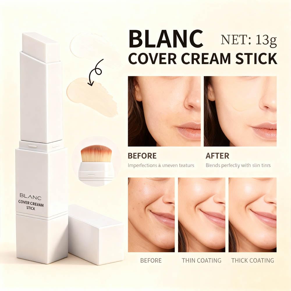 2 in 1 Foundation Stick With Brush hydration from niacinamide and collagen
