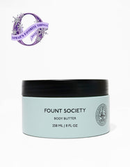 Fount Society Body Butter hands-application view highlighting quick-absorb formula