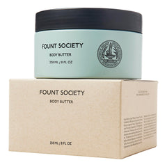 Fount Society Body Butter USA-made packaging emphasizing clean, toxin-free care