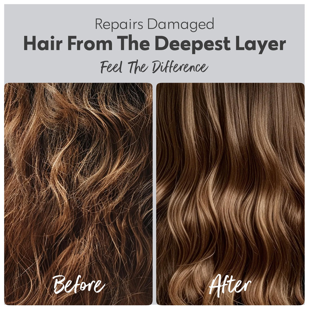 Four Reasons Bond Repair Shampoo pump bottle emphasizes lightweight repair for damaged hair.