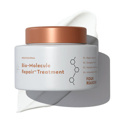 FOUR REASONS Bio-Molecule Repair Hair Mask packaging showcases premium vegan formula for care awareness