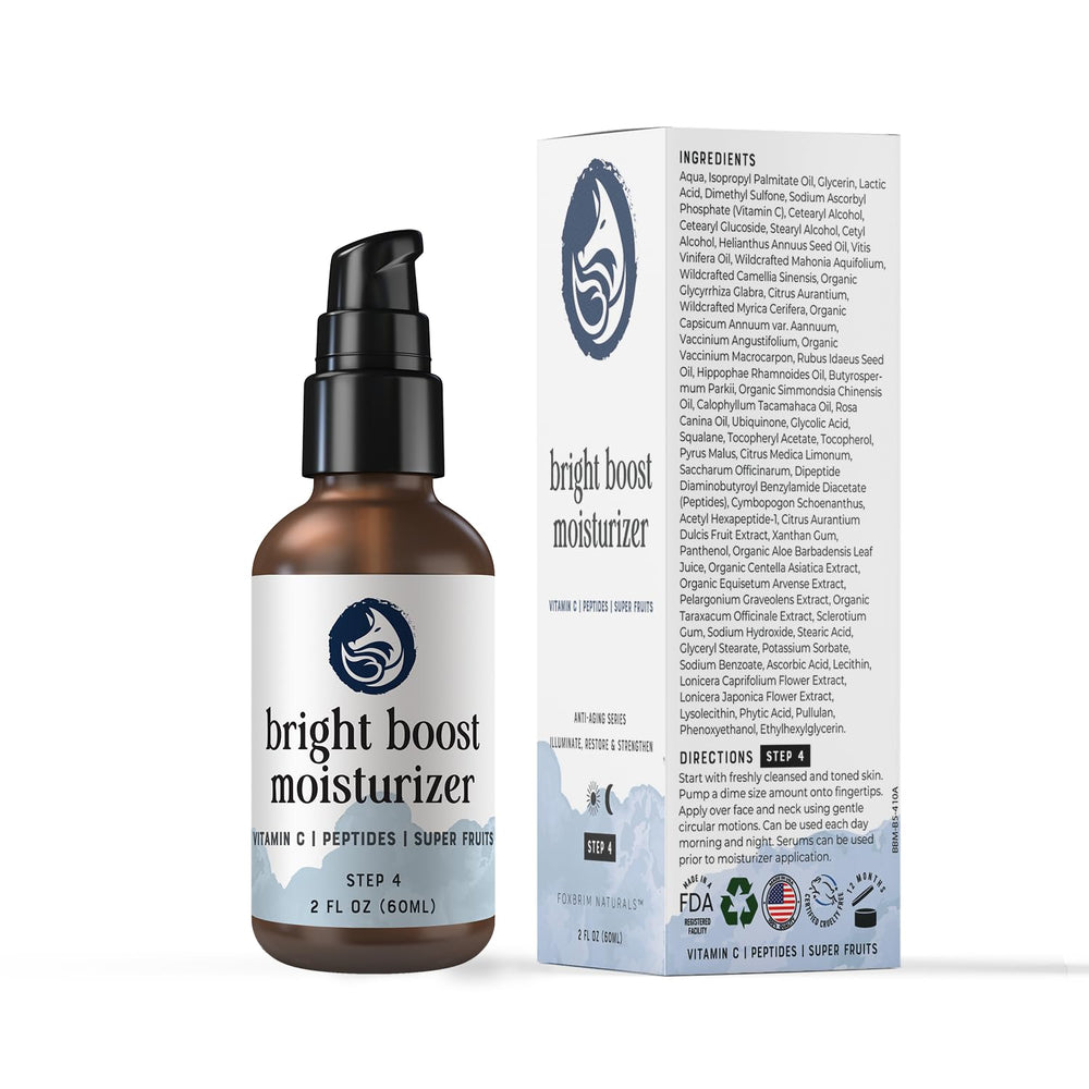 Foxbrim Naturals Bright Boost application on skin during routine.