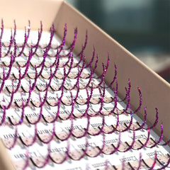 FQNing purple glitter lash extensions with 11-16mm spikes for festive party looks