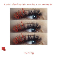 Handmade faux mink lashes with red glitter finish for a refined look