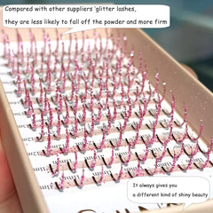 FQNing pink glitter lash spike application for quick glamorous looks