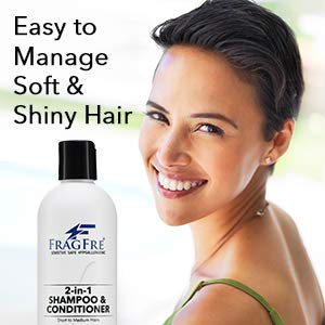 Fragfre 2 in 1 low-foaming texture demonstrates gentle scalp cleansing.
