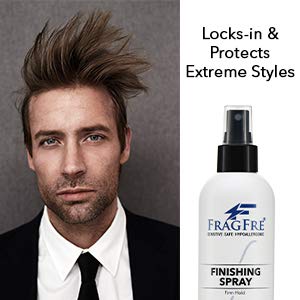 FRAGFRE hair spray bottle in use for everyday styling.