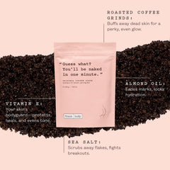 Close-up of Frank Body Original Coffee Scrub jar showing gritty exfoliant texture