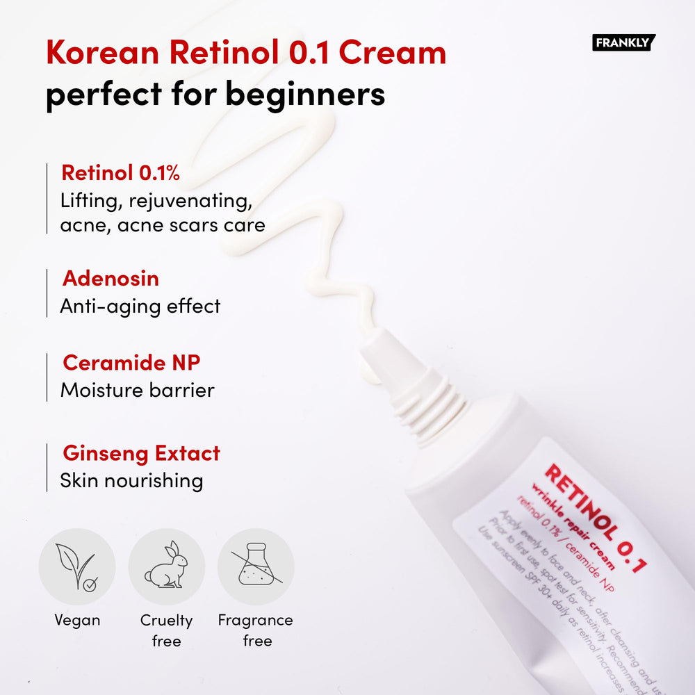 FRANKLY beginner night cream application near a mirror.