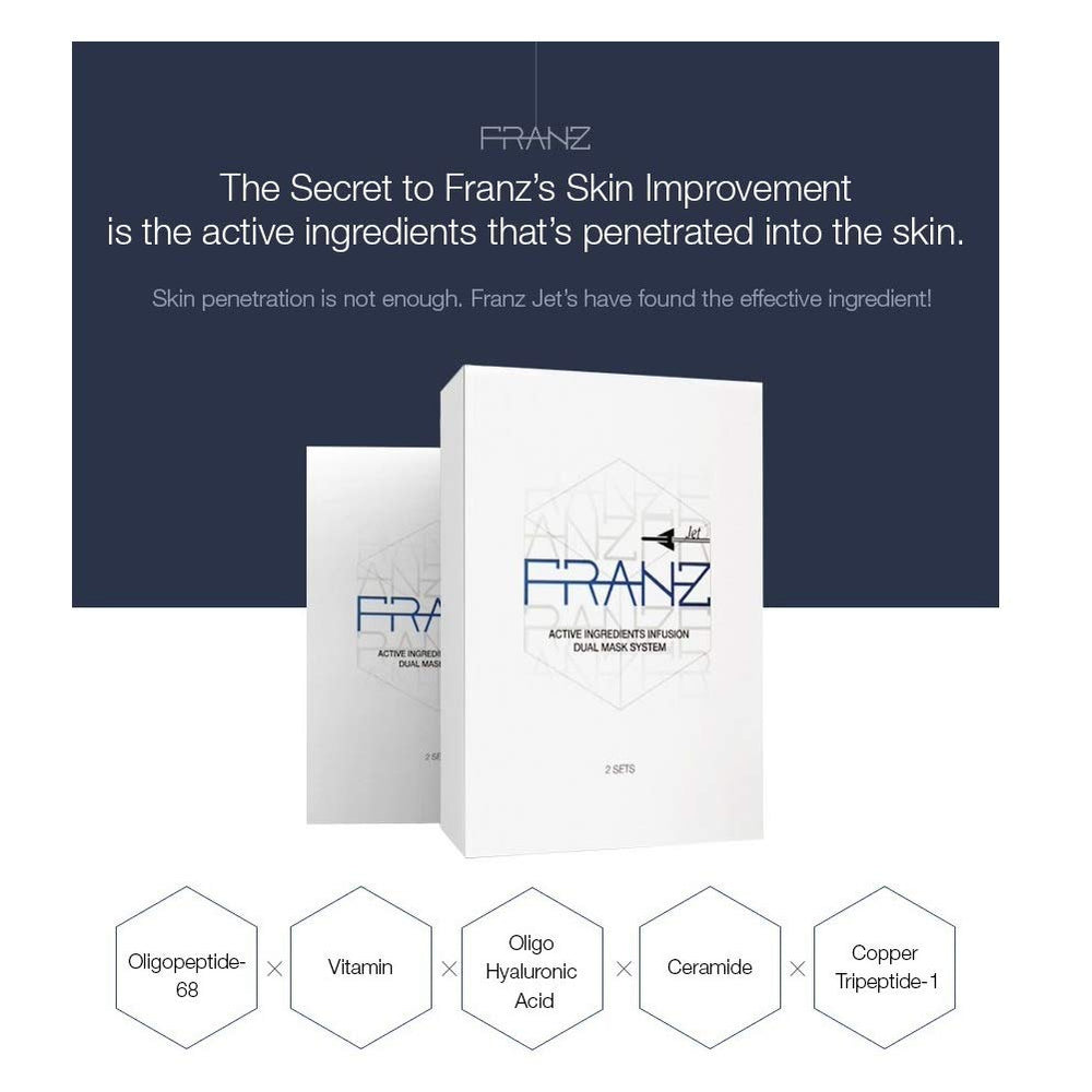 FRANZ Dual Mask Jet elixir close-up highlights silky texture for layering.