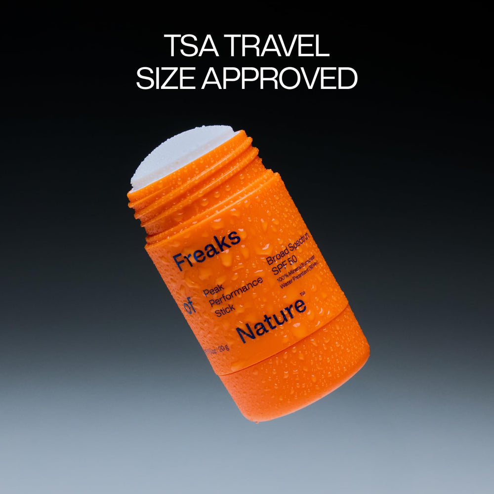 Freaks of Nature Peak Performance Sun Stick texture close-up shows lightweight, non-greasy finish.