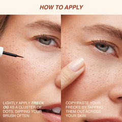 Close-up of tap-and-blend technique on skin with Freckle Pen XL.