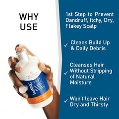 Frederick Benjamin dry scalp care shown on textured hair during cleansing