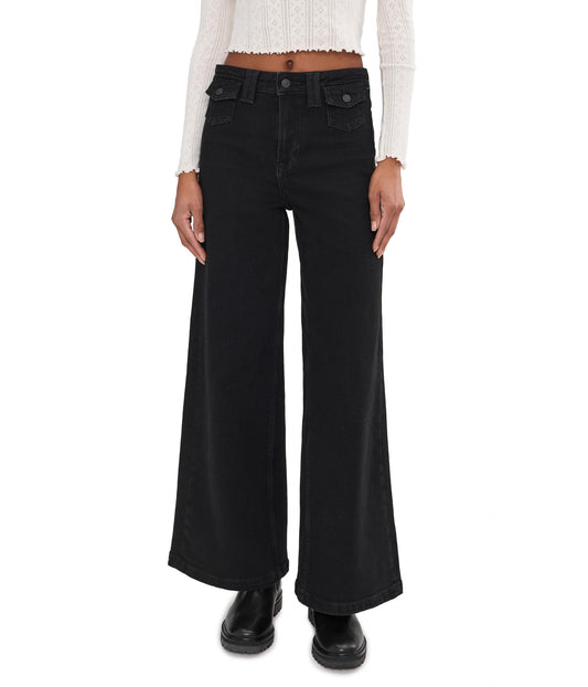 Free People Kellee high-rise palazzo pants, front view, breathable comfort for all-day wear.