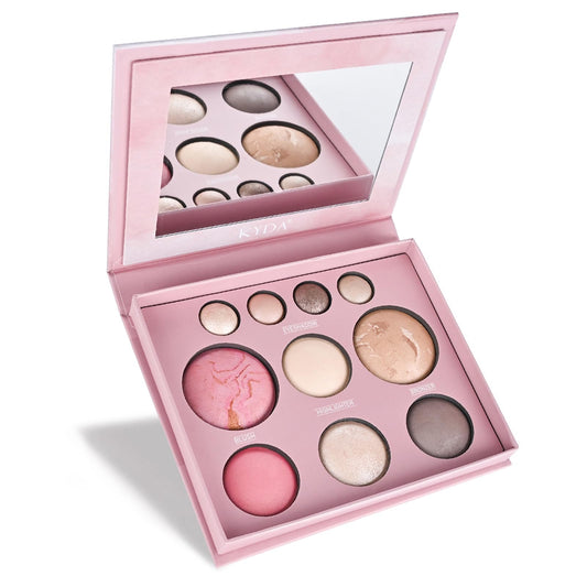 FREEORR baked makeup palette bronzer swatch for warm sculpted cheeks