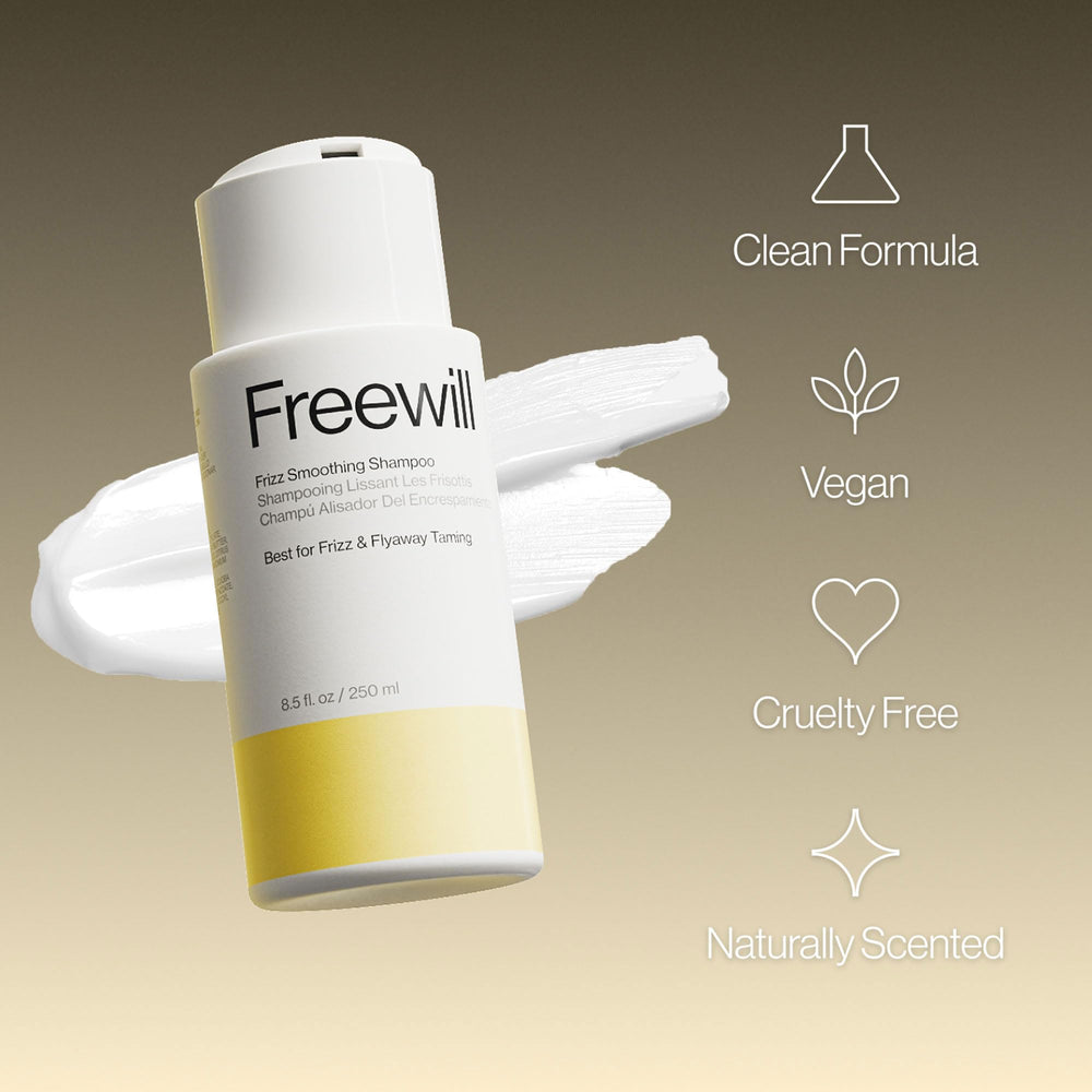 Blend of argan, coconut, and ginger oils in Freewill conditioner bottle