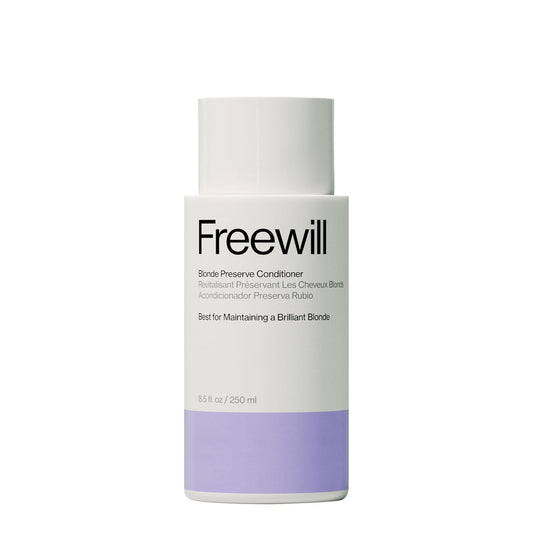 Freewill Blonde Preserve Purple Conditioner bottle front showing brassiness-neutralizing toning